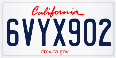 CA license plate 6VYX902