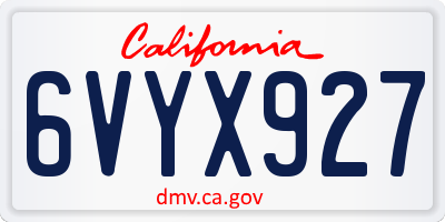 CA license plate 6VYX927