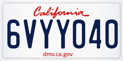 CA license plate 6VYY040