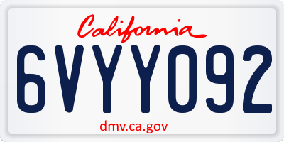 CA license plate 6VYY092