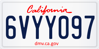 CA license plate 6VYY097