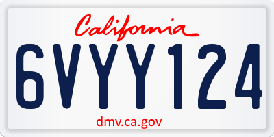 CA license plate 6VYY124