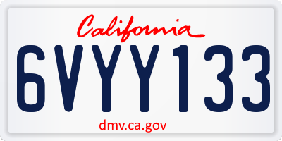 CA license plate 6VYY133