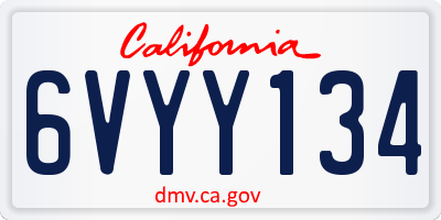 CA license plate 6VYY134