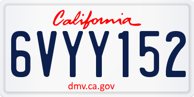 CA license plate 6VYY152