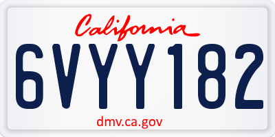 CA license plate 6VYY182