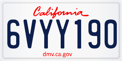 CA license plate 6VYY190