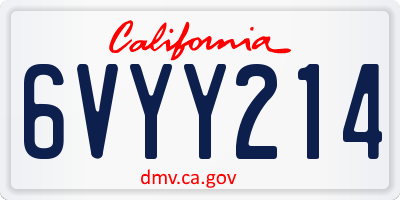 CA license plate 6VYY214