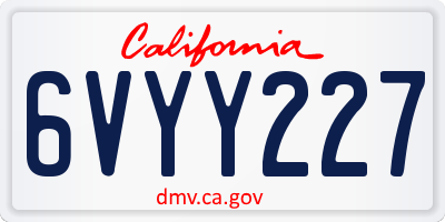 CA license plate 6VYY227