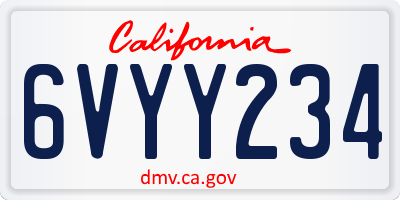 CA license plate 6VYY234