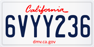 CA license plate 6VYY236