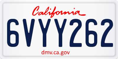 CA license plate 6VYY262
