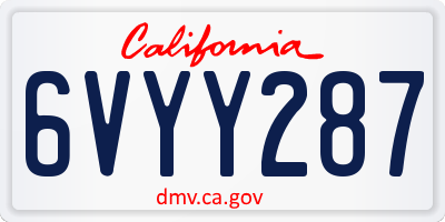 CA license plate 6VYY287