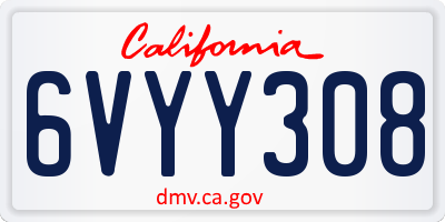 CA license plate 6VYY308