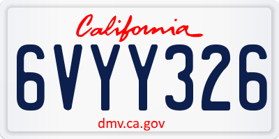CA license plate 6VYY326