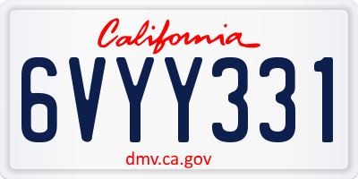 CA license plate 6VYY331