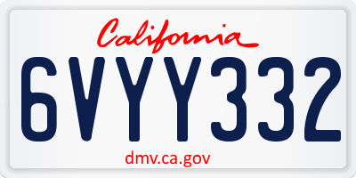 CA license plate 6VYY332