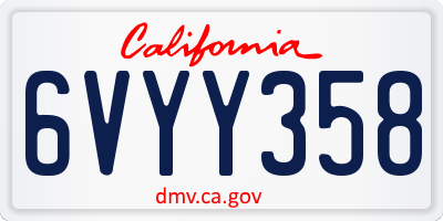 CA license plate 6VYY358