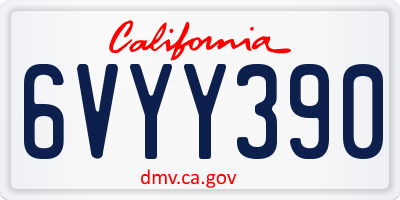 CA license plate 6VYY390