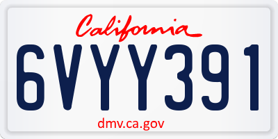 CA license plate 6VYY391