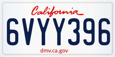 CA license plate 6VYY396
