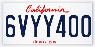CA license plate 6VYY400