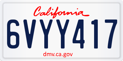 CA license plate 6VYY417