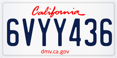 CA license plate 6VYY436
