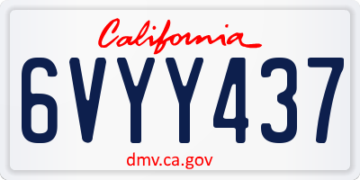 CA license plate 6VYY437