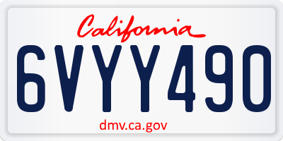 CA license plate 6VYY490