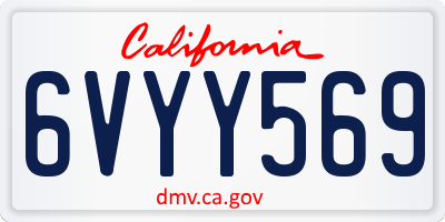 CA license plate 6VYY569