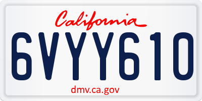CA license plate 6VYY610