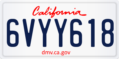 CA license plate 6VYY618