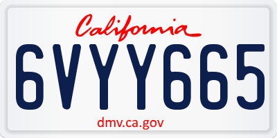 CA license plate 6VYY665