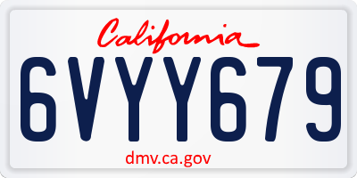 CA license plate 6VYY679