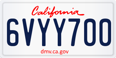 CA license plate 6VYY700
