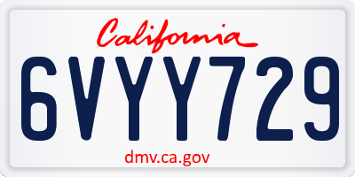 CA license plate 6VYY729