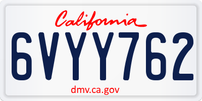 CA license plate 6VYY762