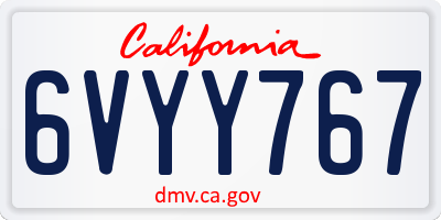 CA license plate 6VYY767