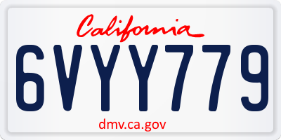 CA license plate 6VYY779
