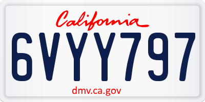 CA license plate 6VYY797