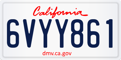 CA license plate 6VYY861