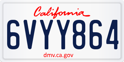 CA license plate 6VYY864