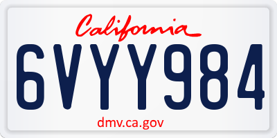 CA license plate 6VYY984