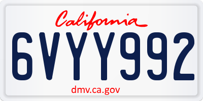 CA license plate 6VYY992