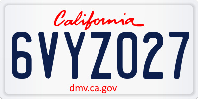 CA license plate 6VYZ027