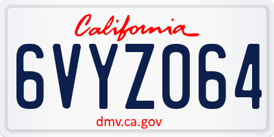 CA license plate 6VYZ064