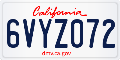 CA license plate 6VYZ072