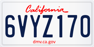 CA license plate 6VYZ170