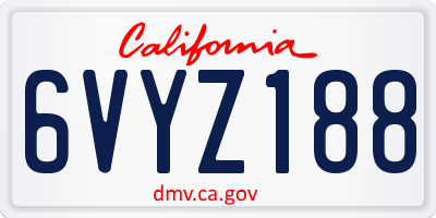 CA license plate 6VYZ188